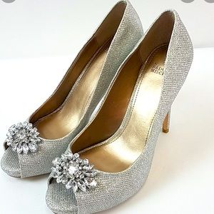 Belle by Badgley Mischka Silver Formal Heels